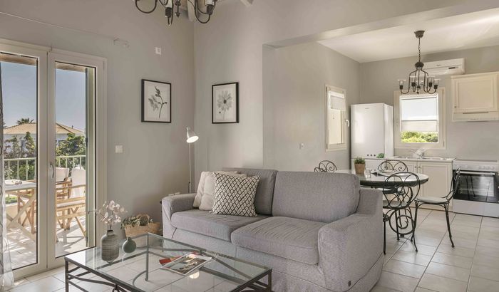 Living room, dining area and kitchen, Villa Winter, The Seasons Villas, Svoronata, Kefalonia