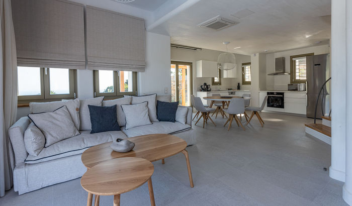 Open-plan living room, Villa Lyra, Skopelos