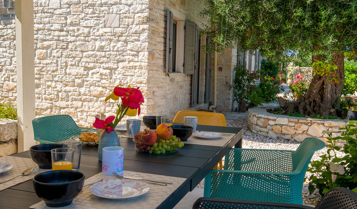 Outdoor dining, Apollo's Retreat, Paxos, Greece
