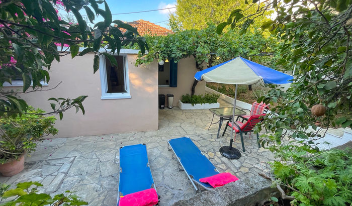 Garden terrace, Eleni's Cottage, Fiscardo, Kefalonia