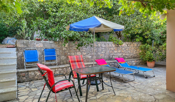 Garden terrace, Eleni's Cottage, Fiscardo, Kefalonia