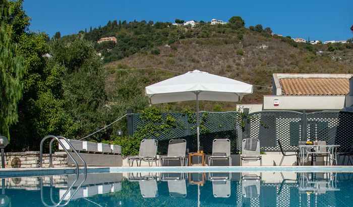 Swimming pool and backdrop, Villa Myrto-Kalami, Corfu