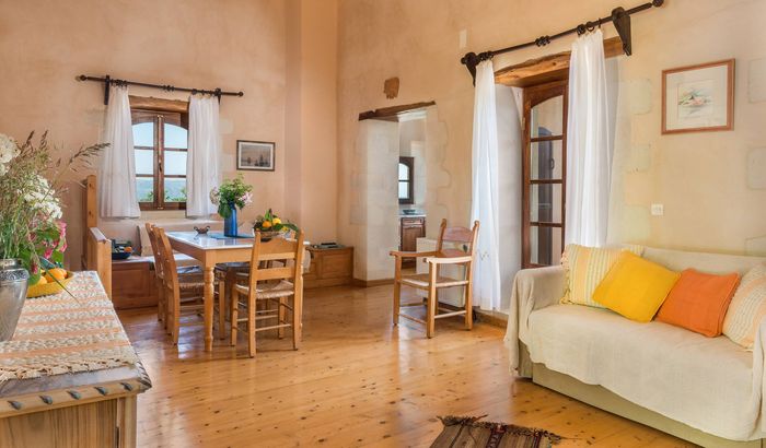 Living and dining room, Villa Kamares, Crete