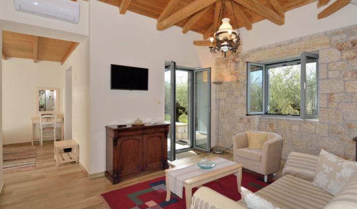 Villa Arktos living room, Kastro Houses, Kardamili, Peloponnese, Greece