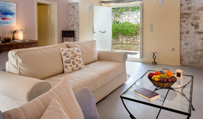 Living room, The Olive Press, Paxos