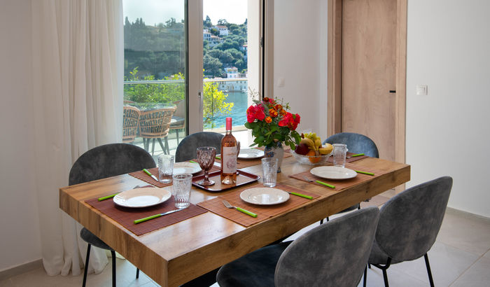 Open-plan dining area, Nassos House, Paxos, Greece