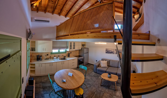 Open-plan living, Villa Phoenix, Skopelos