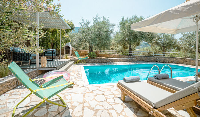 Terrace and pool, Villa Ibiscus, Peloponnese