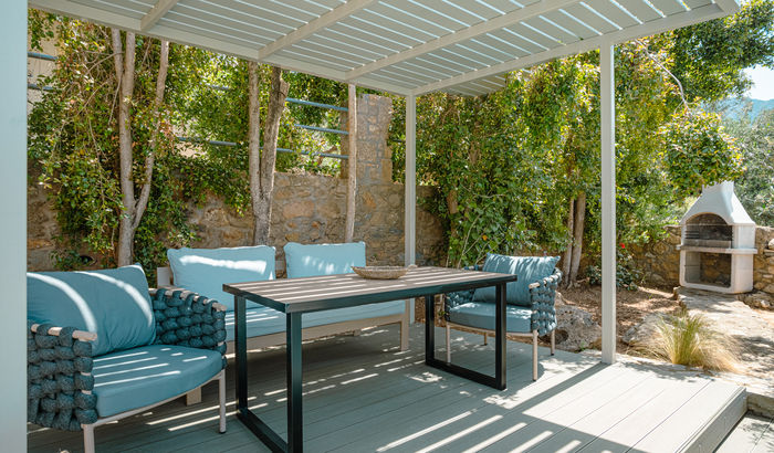 Terrace and pergola, Villa Ibiscus, Peloponnese