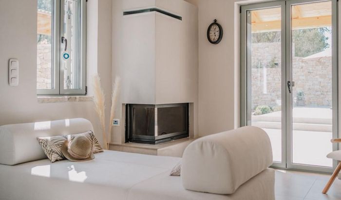 Open-plan living room, Villa Artemis, Lakka, Paxos